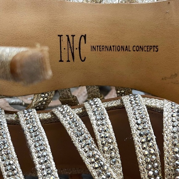 INC International Concepts Womens Sharee2 Fabric Open Toe, Champagne, Size 7.5 - Picture 7 of 8